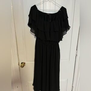 Melista Black Off-the-Shoulder Flutter Sleeve Maxi Dress